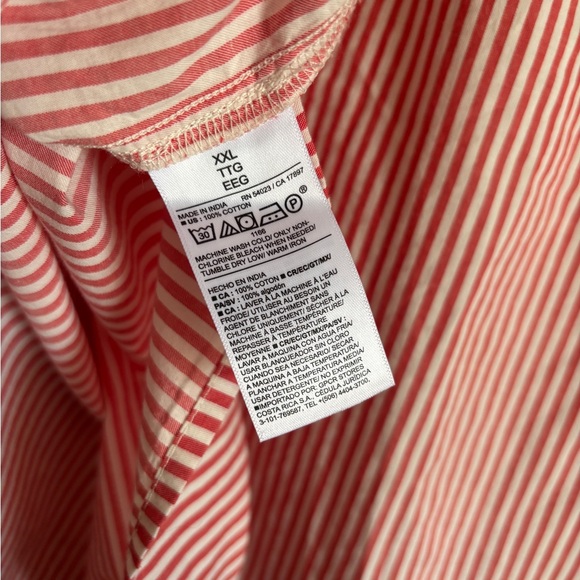 NWT Old Navy Cropped Red and White Striped Button-Up Shirt | Women’s XXL - Picture 7 of 14